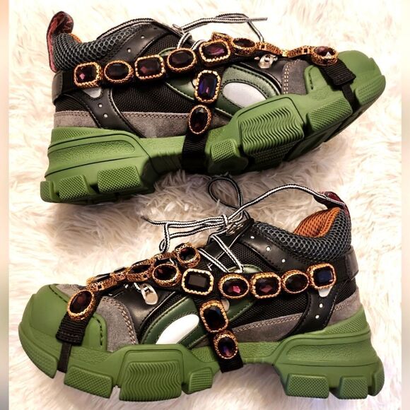 Gucci Flashtrek Hiking Sneakers Graphite Dark Gray Size 37 - Picture 7 of 16